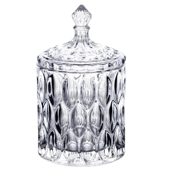 Конфетница стеклянная с крышкой из хрустального стекла (HP-4-102)