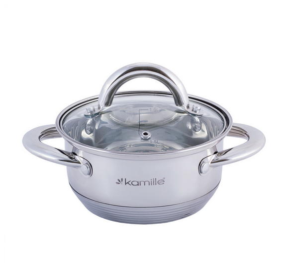 Каструля з кришкою Kamille із нержавіючої сталі 1,1 л (5770)