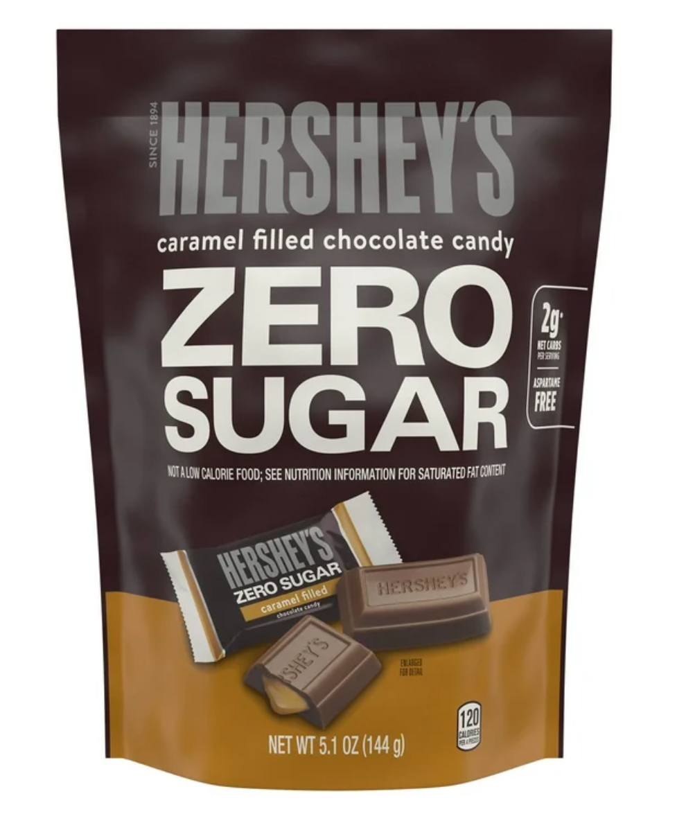 Конфеты шоколадные Hershey's Zero Sugar Caramel Filled Chocolate Candy с карамельной начинкой 144 г (2587454612)