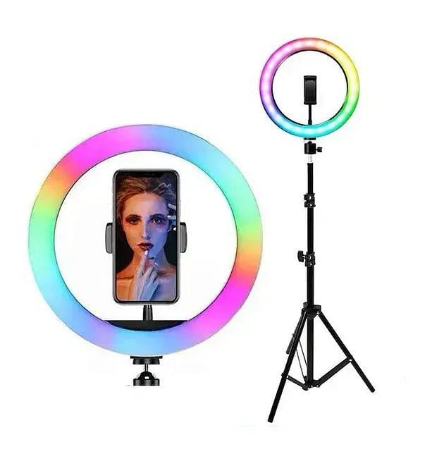 Лампа кольцевая RGB LED 36 см с держателем для телефона и штативом 2 м - фото 5 Лампа кольцевая RGB LED 36 см с держателем для телефона и штативом 2 м - фото 5