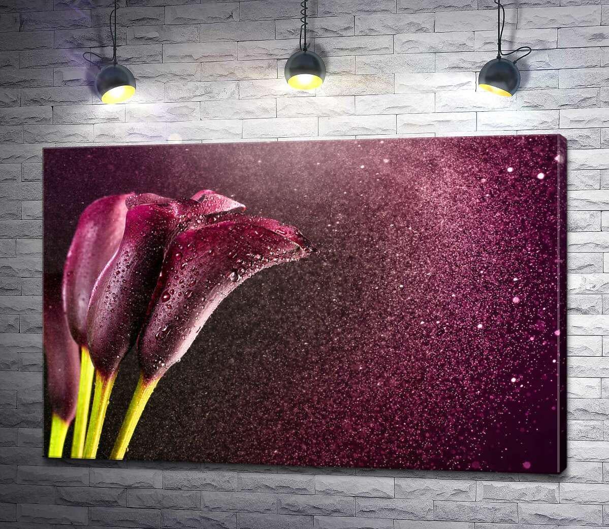 Картина ArtPoster Темно-фіолетові кали у водяному серпанку 130x87 см Модуль №1 (004569)