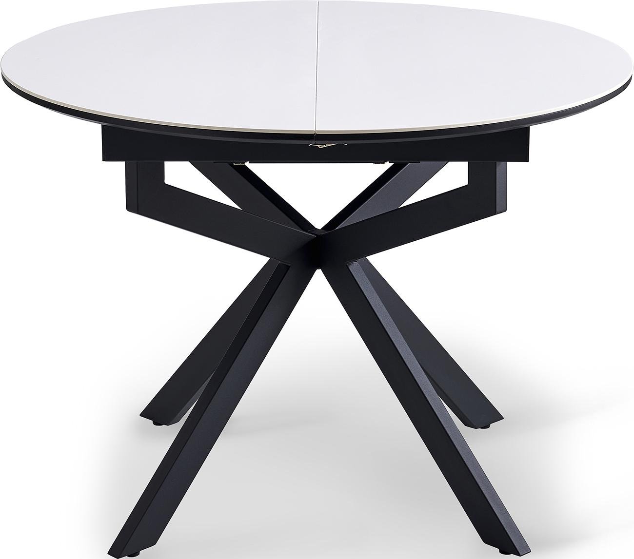 Стіл обідній Tilla розкладний 4-6 місць 105 см Pure white ceramic top black base (16208)