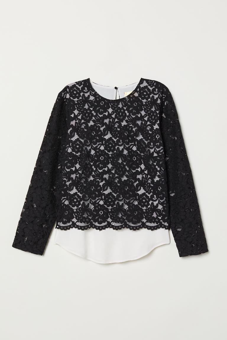 Блуза с кружевом р. 34 Черный (6634668dlog)