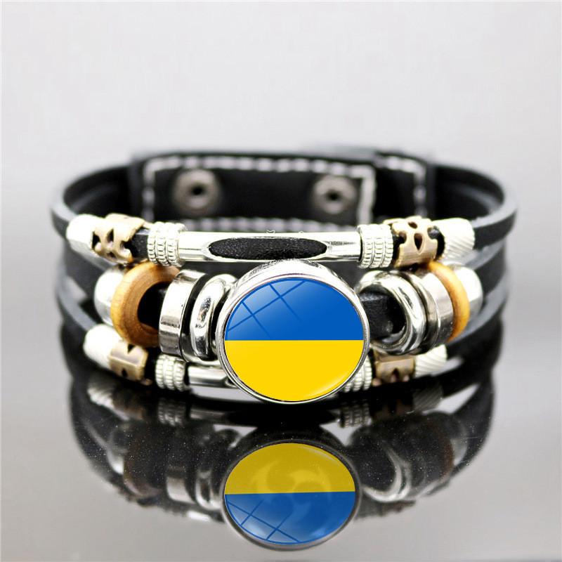 Браслет на руку патриотический с флагом на кнопках 17,5-20,5 см Черный (27454488) - фото 4