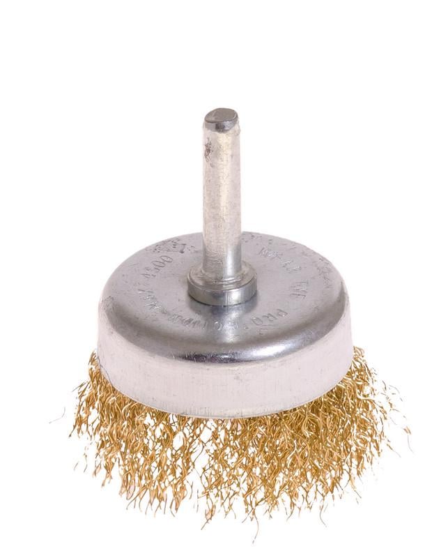Щітка торцева Mastertool з латуньованого рифленого дроту 50 мм зі стрижнем 1/4" (19-7405)