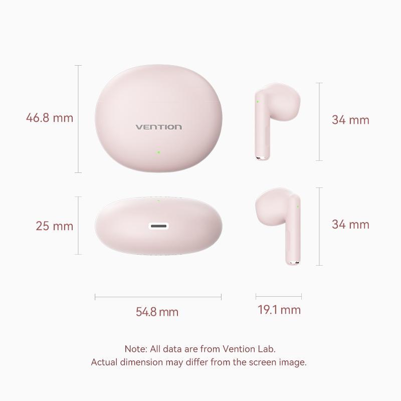 Навушники бездротові Vention Elf E06 Bluetooth 5.3 з AI-шумозаглушенням TWS 22 год відтверення AAC/SBC Hi-Fi водонепроникні IPX4 Рожевий (NBKP0) - фото 9 Навушники бездротові Vention Elf E06 Bluetooth 5.3 з AI-шумозаглушенням TWS 22 год відтверення AAC/SBC Hi-Fi водонепроникні IPX4 Рожевий (NBKP0) - фото 9