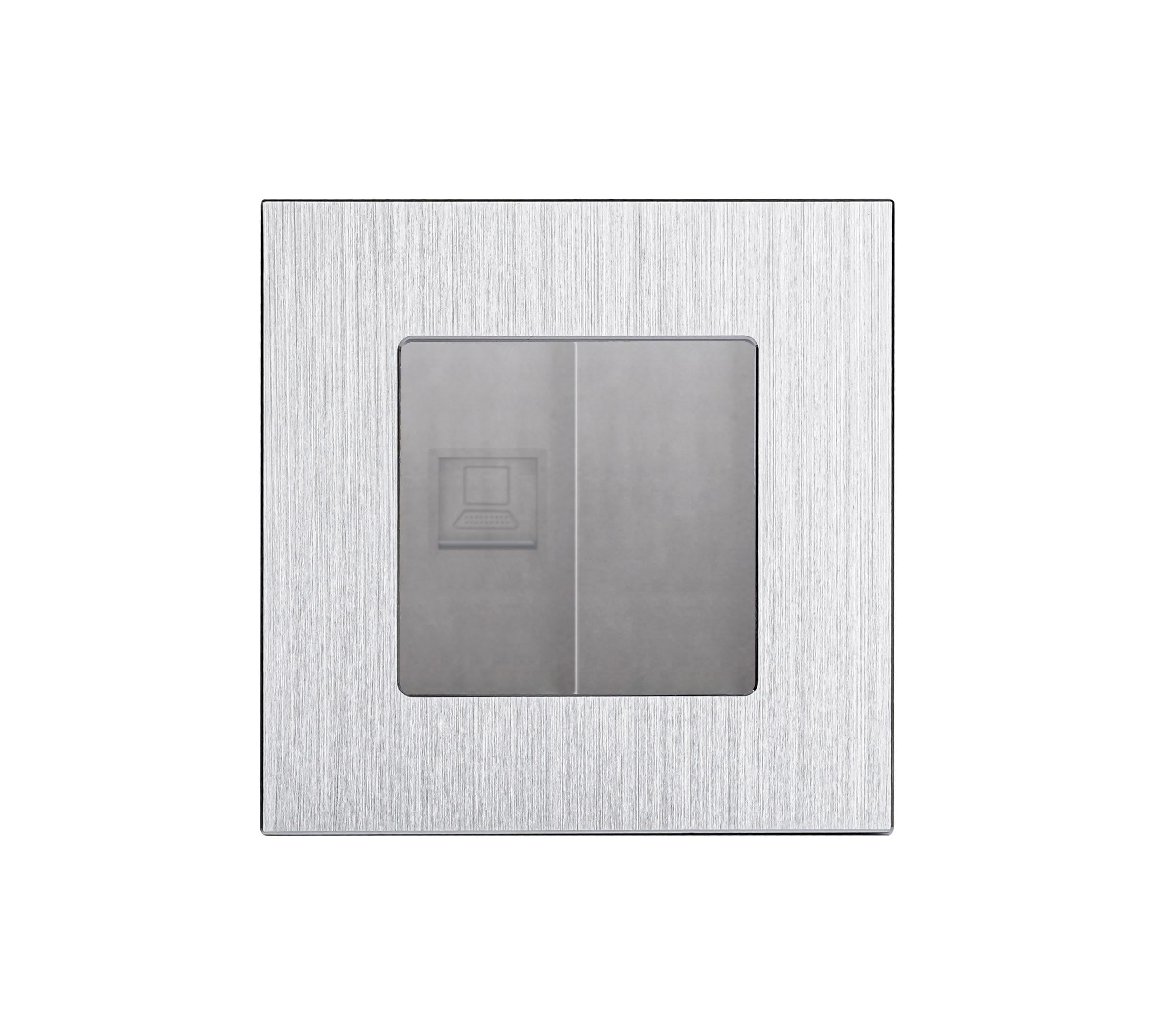 Розетка комп’ютерна WALLPAD RJ-45 дизайнерська настінна алюмінієва рамка Сірий (WP-CAT6BLK-GY)