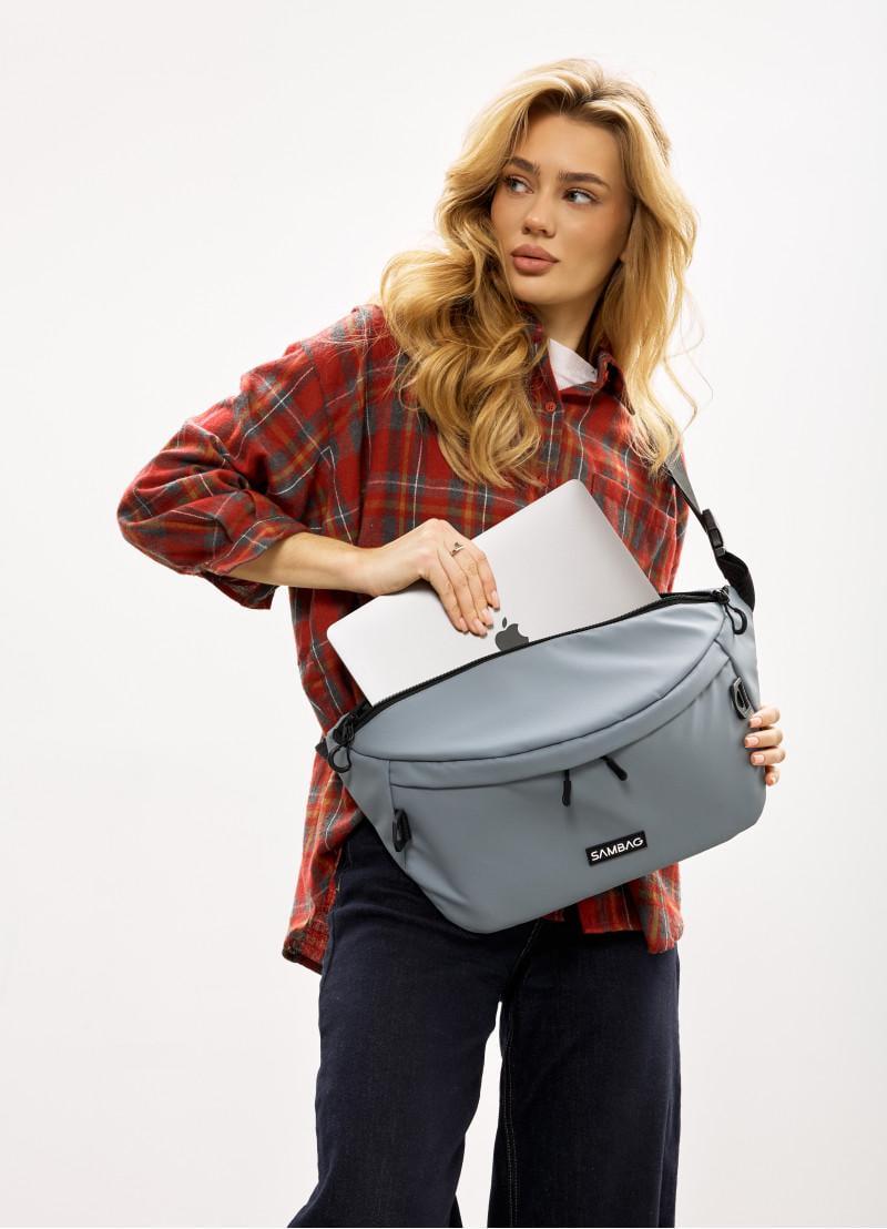 Сумка-бананка женская под ноутбук Sambag Urban Laptop 46×26 см Голубой (51411010)