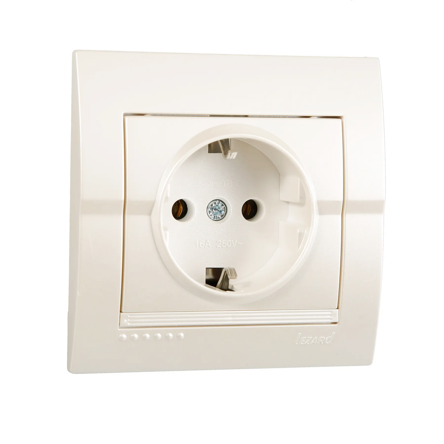 Розетка Lezard Deriy 1-я с заземлением Белый металлик