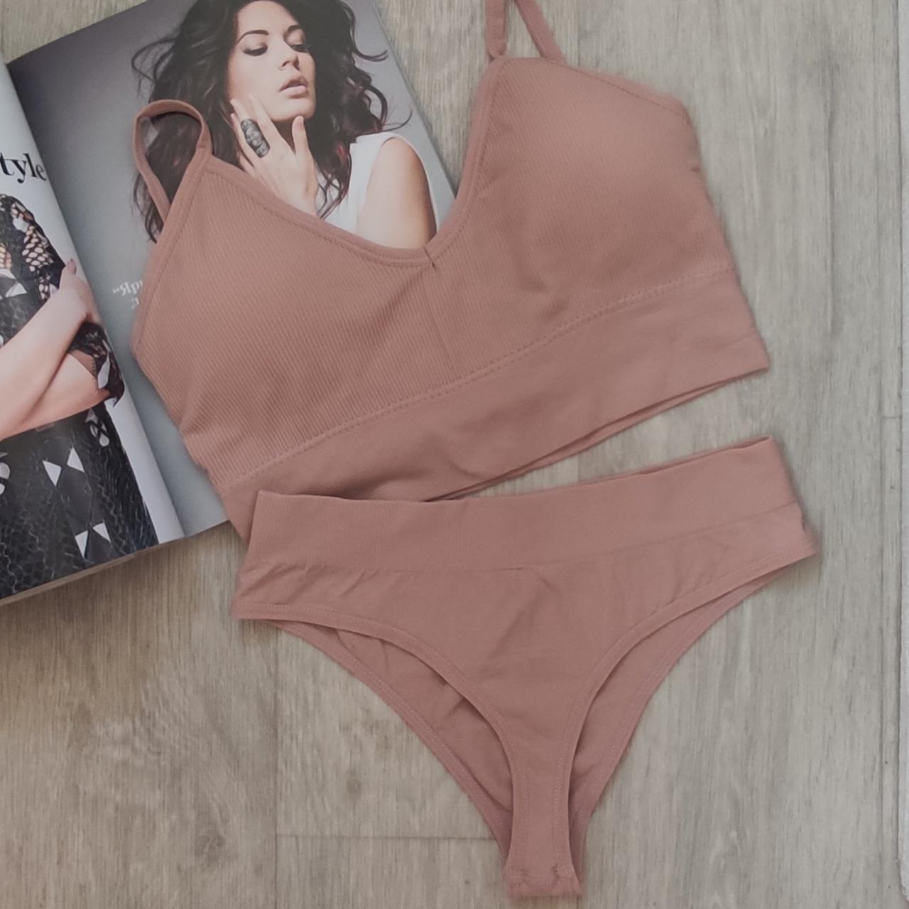 Комплект нижньої білизни в рубчик S/M коричневий (1787364128) - фото 6 Комплект нижньої білизни в рубчик S/M коричневий (1787364128) - фото 6