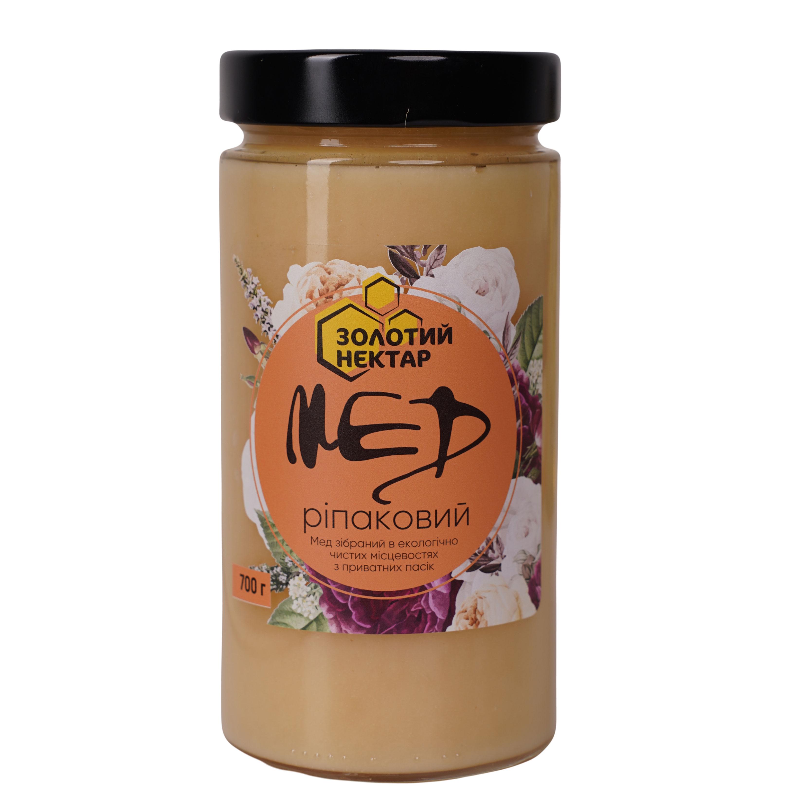 Мед рапсовый натуральный пчелиный Золотой Нектар в стеклянной банке 700 г Мед рапсовый натуральный пчелиный Золотой Нектар в стеклянной банке 700 г
