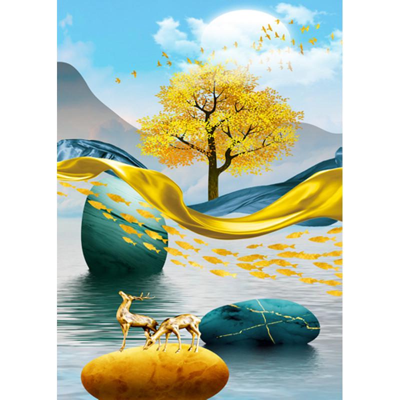 Алмазная мозаика Strateg Золотая антилопа без подрамника 30х40 см (JSDF82153)