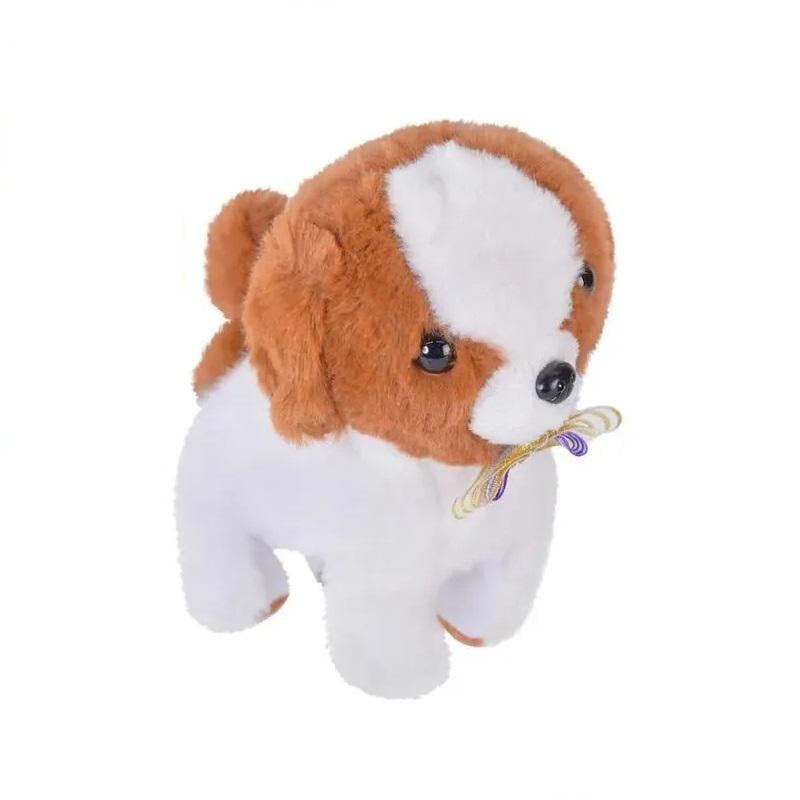 Интерактивная игрушка Собачка мягкая с аксессуарами из плюша 14х16 см Бежевый с белым (150-98-T829-1)