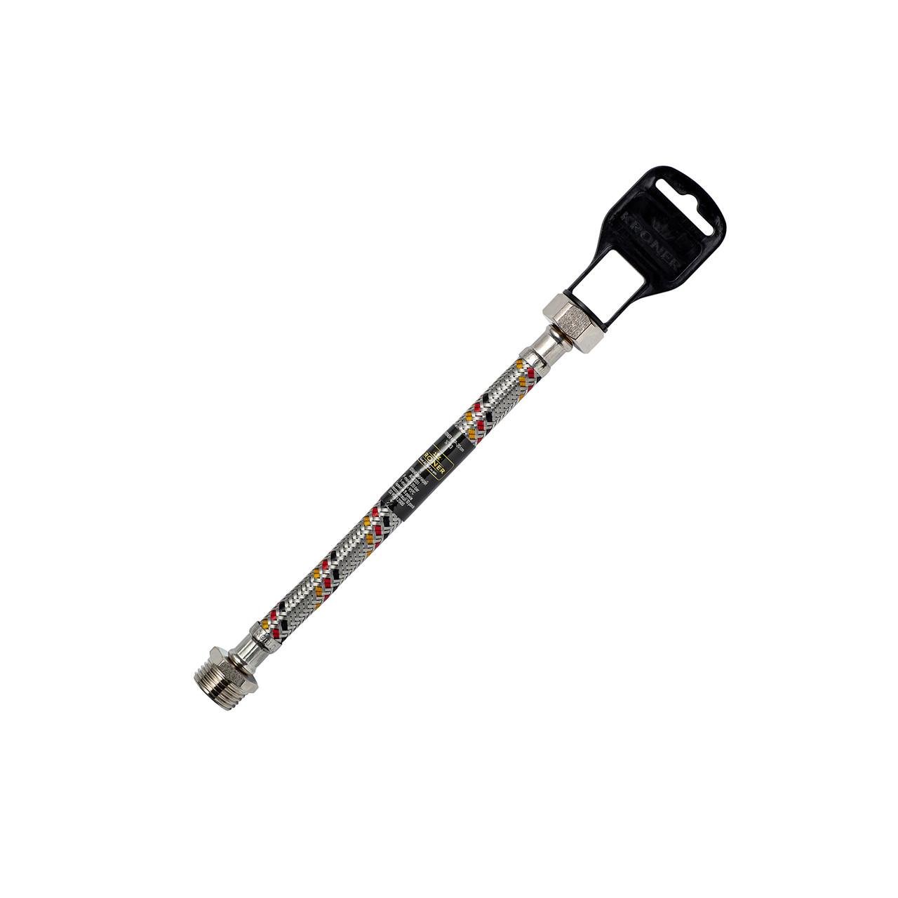 Підводка для під'єднання води гнучка Kroner KRP 1/2" ВЗ 80 см обплетення з неіржавкої сталі (2681047201)