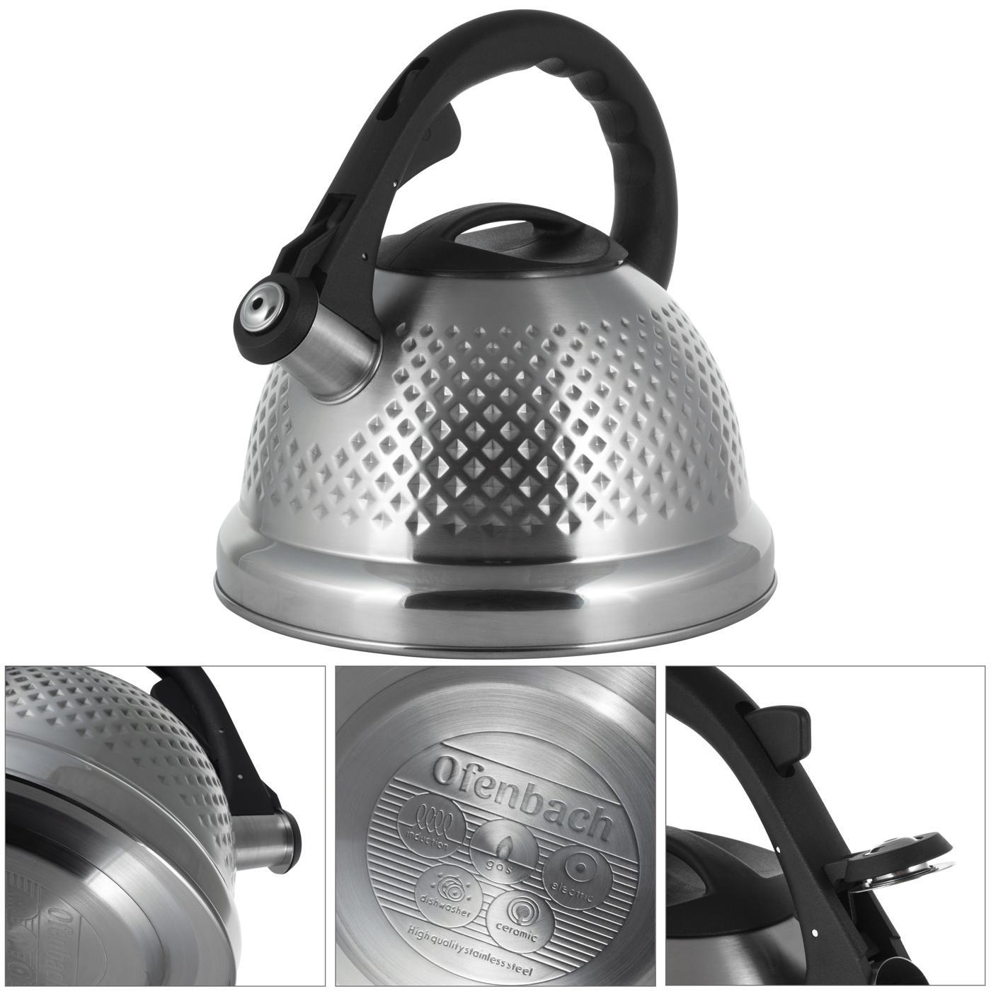 Чайник зі свистком та бакелітовою ручкою Ofenbach KM-100306 з нержавіючої сталі 2,7 л Сталевий (150-84-100306) - фото 9