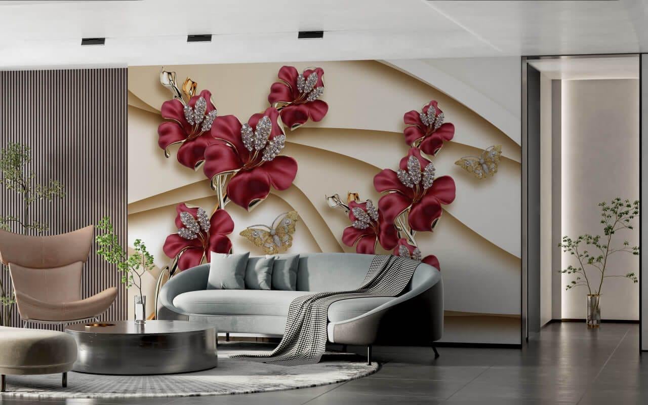 Фотообои флизелиновые Styleo Print-walls 3D Бриллиантовые лилии 050 350х270 см (Pw-050/3)