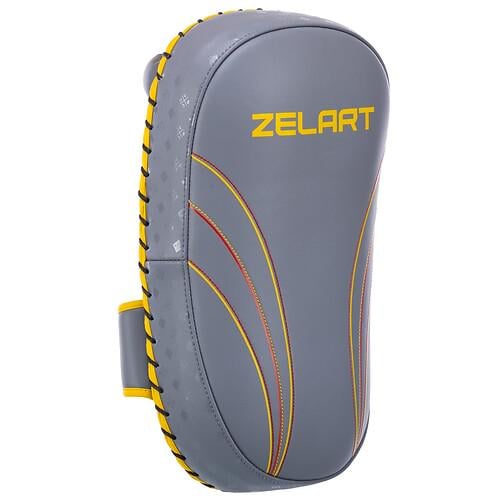 Педы для тайского бокса Zelart BO-3876 из натуральной кожи 2 шт. 18х11х34 см Серо-желтый (31773458)