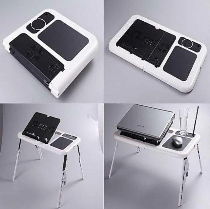 Столик для ноутбука E-TABLE трансформер с охлаждением Белый (NJ-414) - фото 3