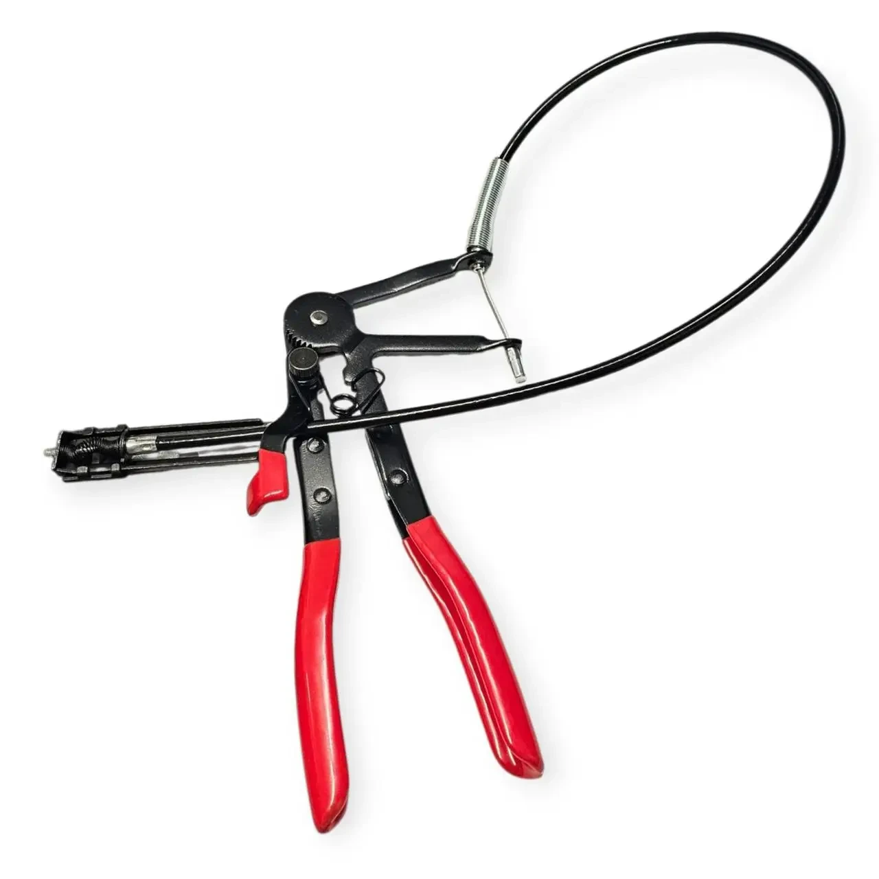 Знiмач для пружинних хомутів патрубків з гнучким тросом і фіксатором