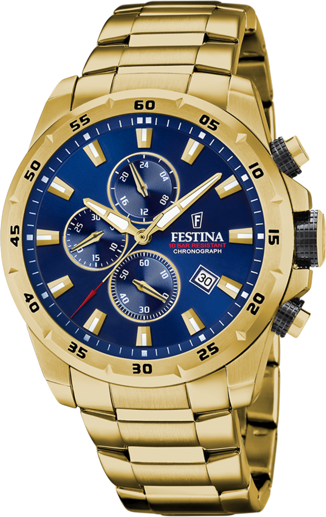 Наручные часы мужские Festina F20541/2 Chrono Sport со стальным корпусом WR 100 м и синим циферблатом