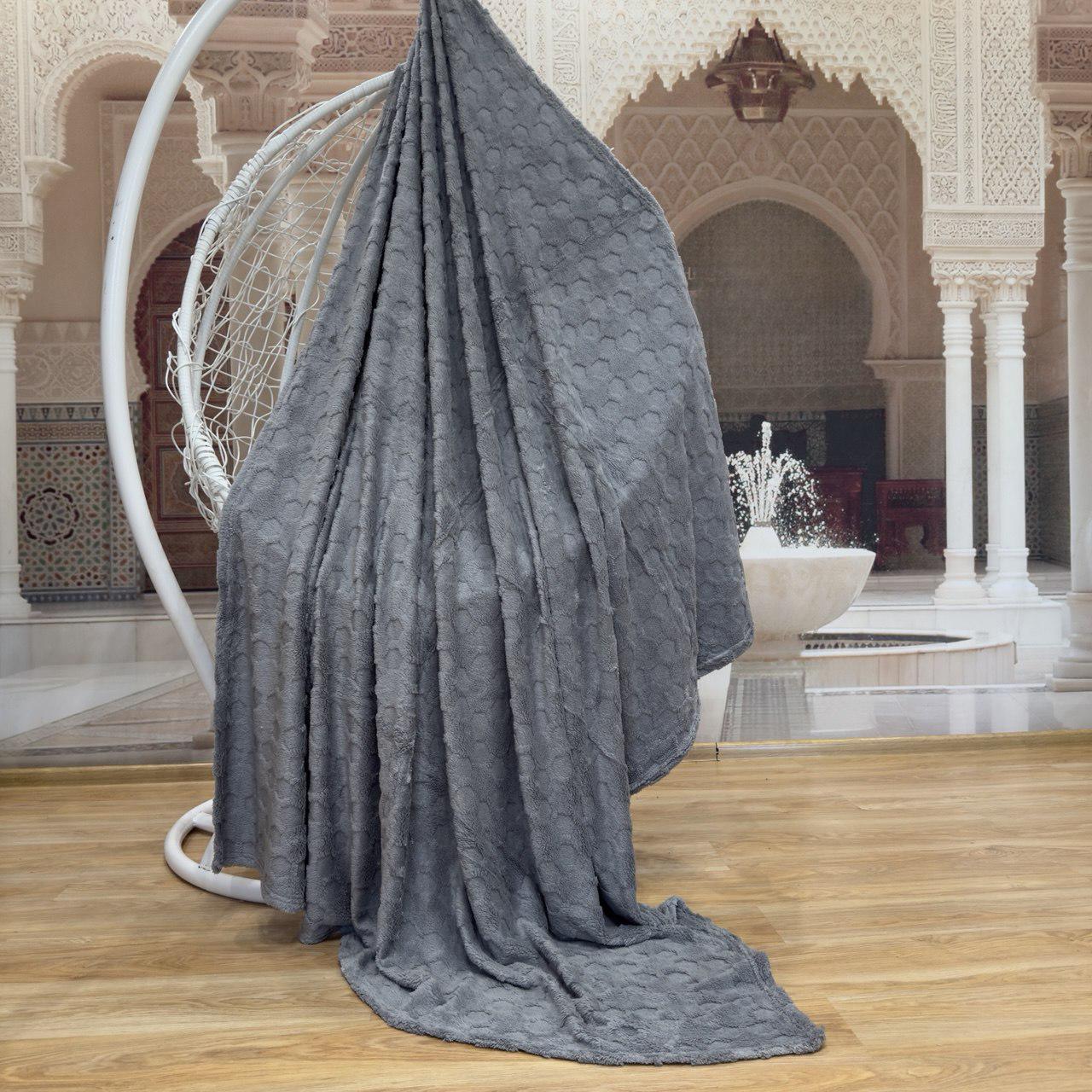 Плед-покрывало Koloco из микрофибры 180x200 см Серый (56-57-1)