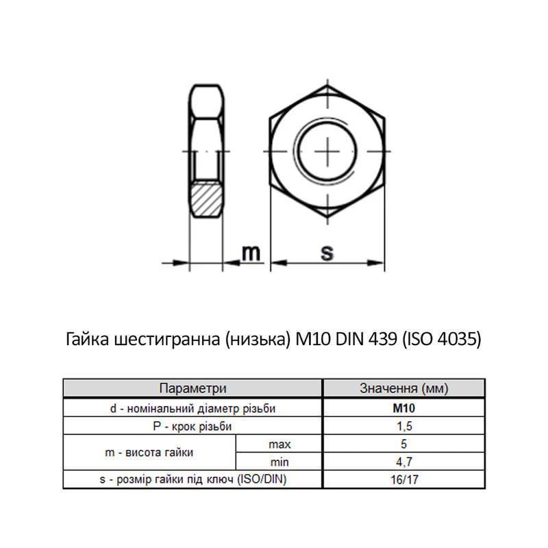 Гайка шестигранная низкая Metalvis М10 DIN439B сталь 4 шаг 1,5 под ключ 17 мм цинк белый 500 шт. (6Z20000006Z1020000) - фото 2 Гайка шестигранная низкая Metalvis М10 DIN439B сталь 4 шаг 1,5 под ключ 17 мм цинк белый 500 шт. (6Z20000006Z1020000) - фото 2