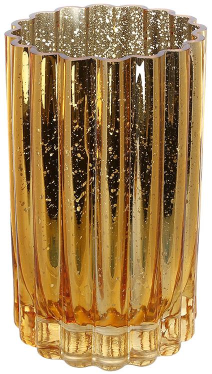 Ваза-подсвечник стеклянная Aster 12х20 см Золотой