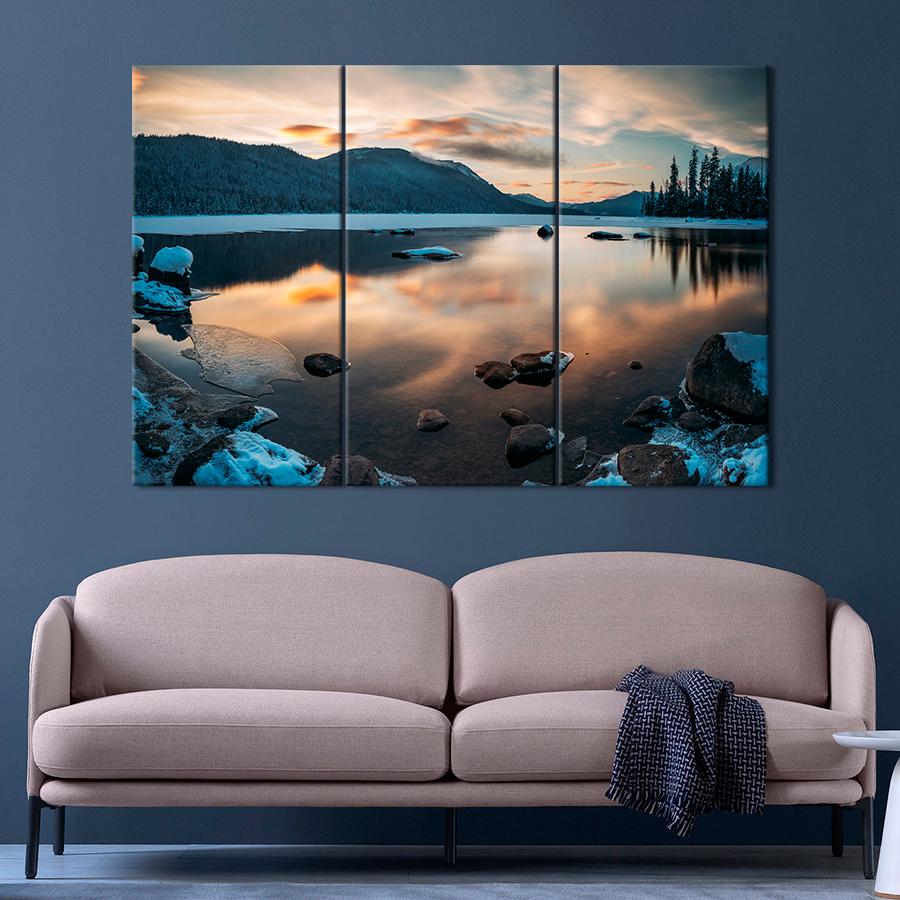 Картина природа Холодное горное озеро 156x100 см (A1074-3)