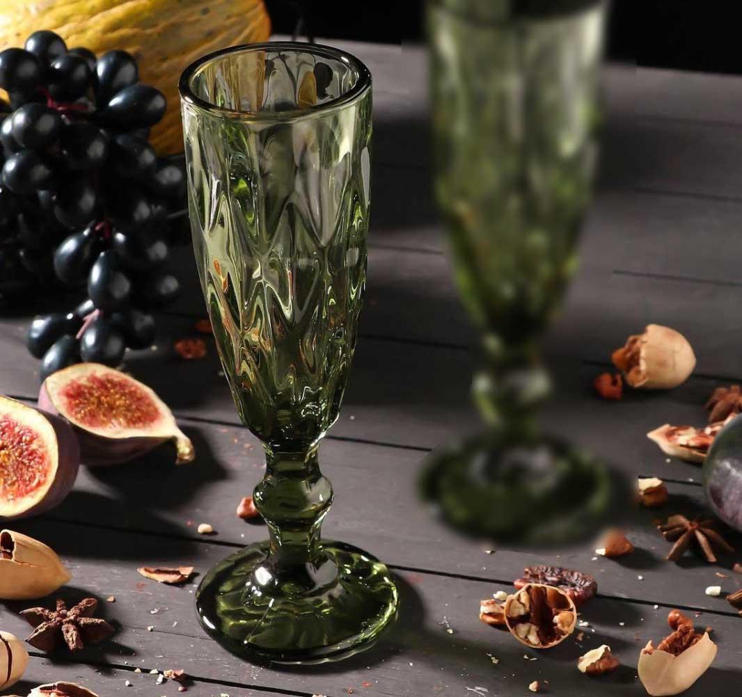 ᐉ Бокал Смарагд для шампанського із кольорового скла 150 мл Зелений (21 ...
