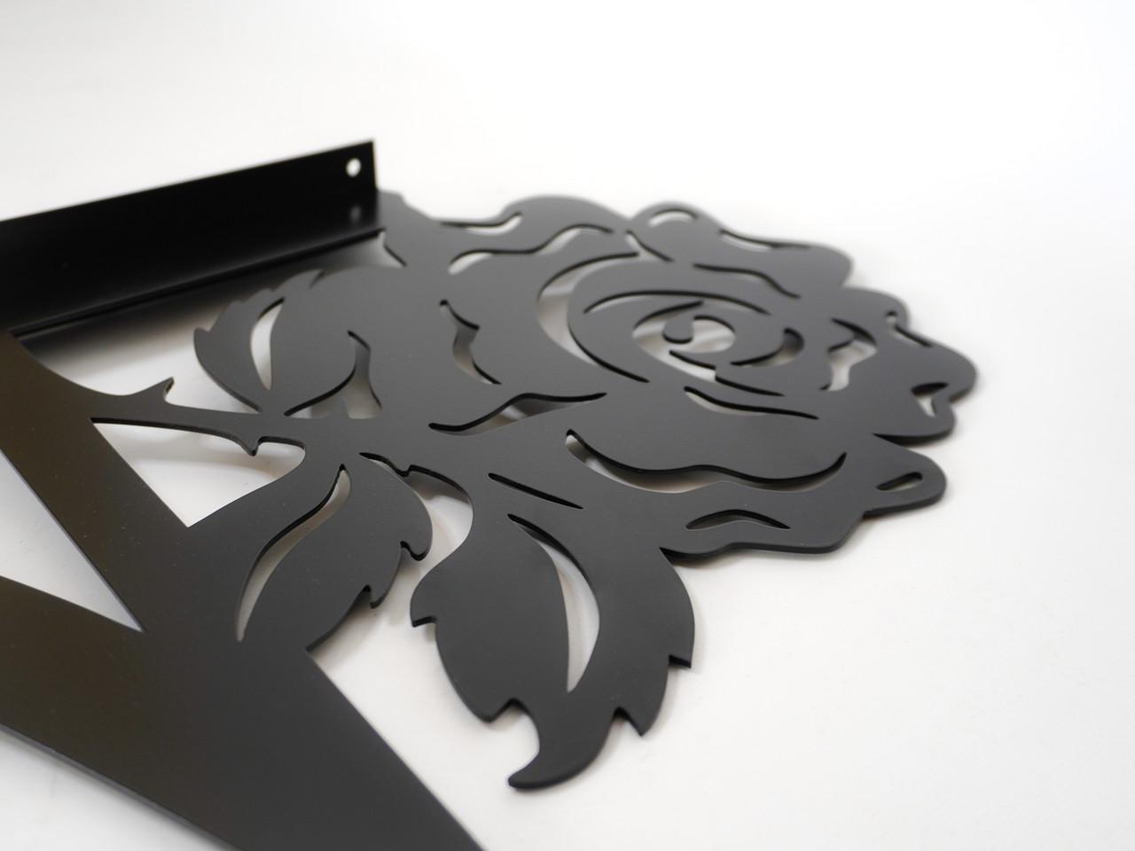 Кронштейн Роза для кашпо с цветами метал Черный (М016) - фото 4