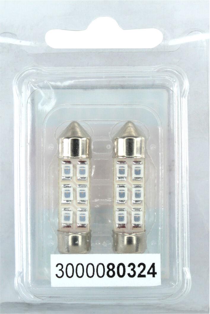 Лампочка FUTURA 2-х цокольная LED T11 C8W SMD 6 диодов 24 V-0,7 Вт SV8.5-8 35 мм 2 шт. Красный (80324)