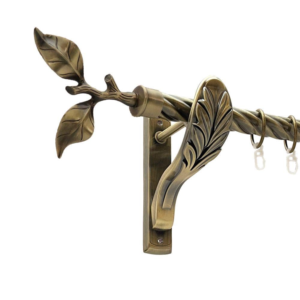 Карниз металлический Orvit Листок Розы однорядный ретро скрученная труба/кольцо металлическое Антик 25 мм 240 см (00-00016759)