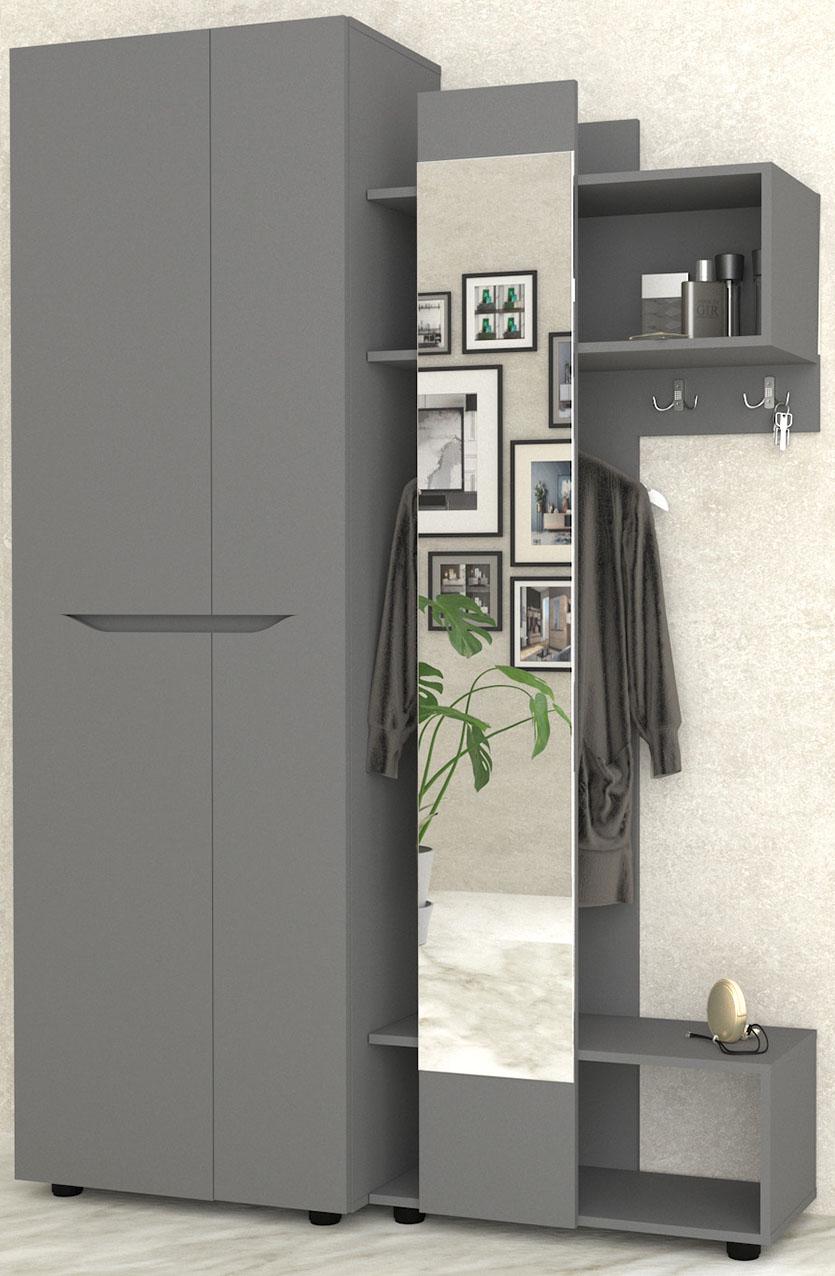 Прихожая Мастер Форм Аякс левосторонняя 1350х376х2000 мм Антрацитовый (21903)