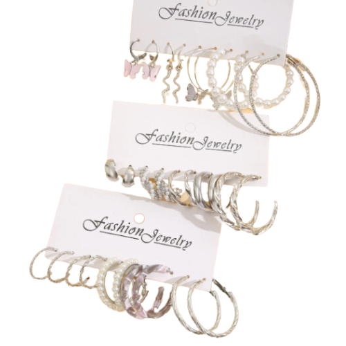 Серьги-кольца женские Earrings New Style 15 пар