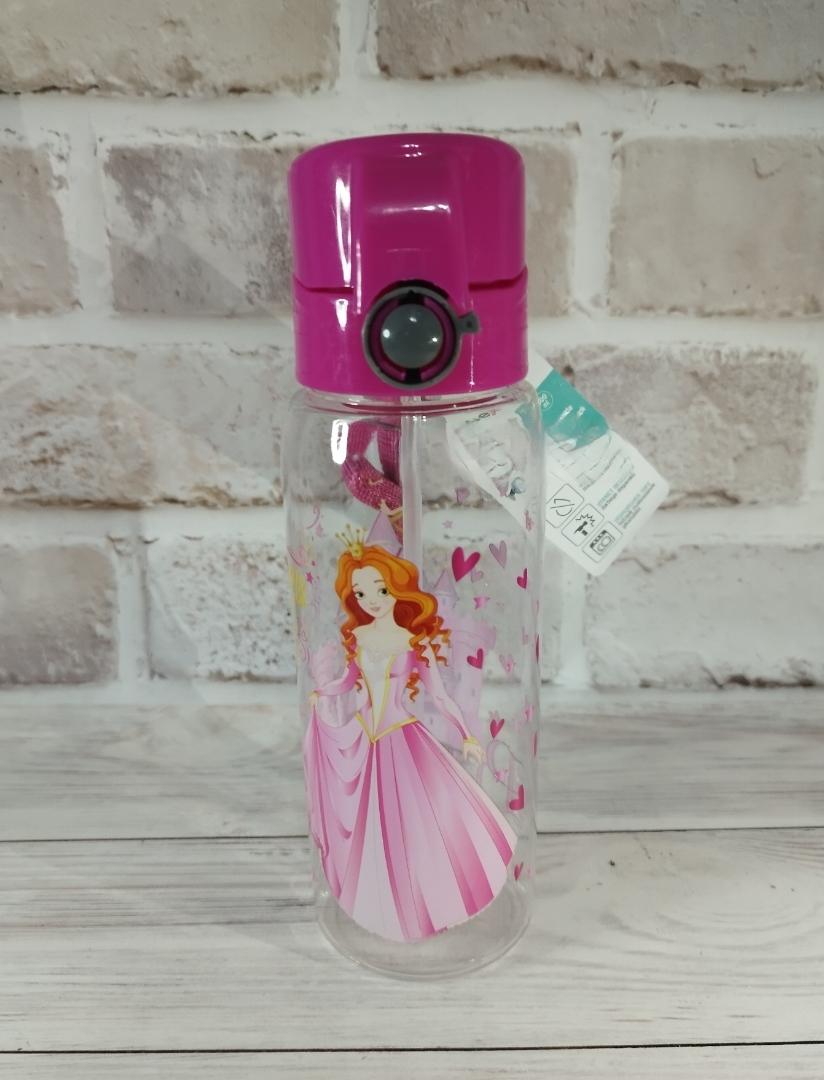 Бутылочка для воды детская TS Kitchen Princess с трубочкой 500 мл Розовый (24844598)