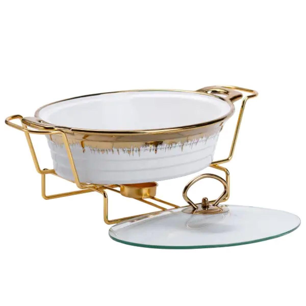 Мармитница керамическая круглая подставка с подогревом 1 л (4777)