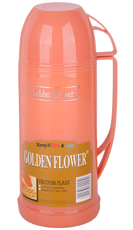 Термос пластиковый со стеклянной колбой Hoz 900 мл Оранжевый (MMS-2645H-1)