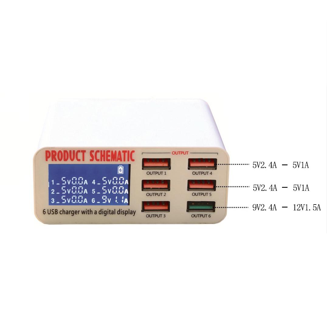 Зарядная станция на 6 USB портов Digital Lion MCS-06 c дисплеем 40W - фото 5