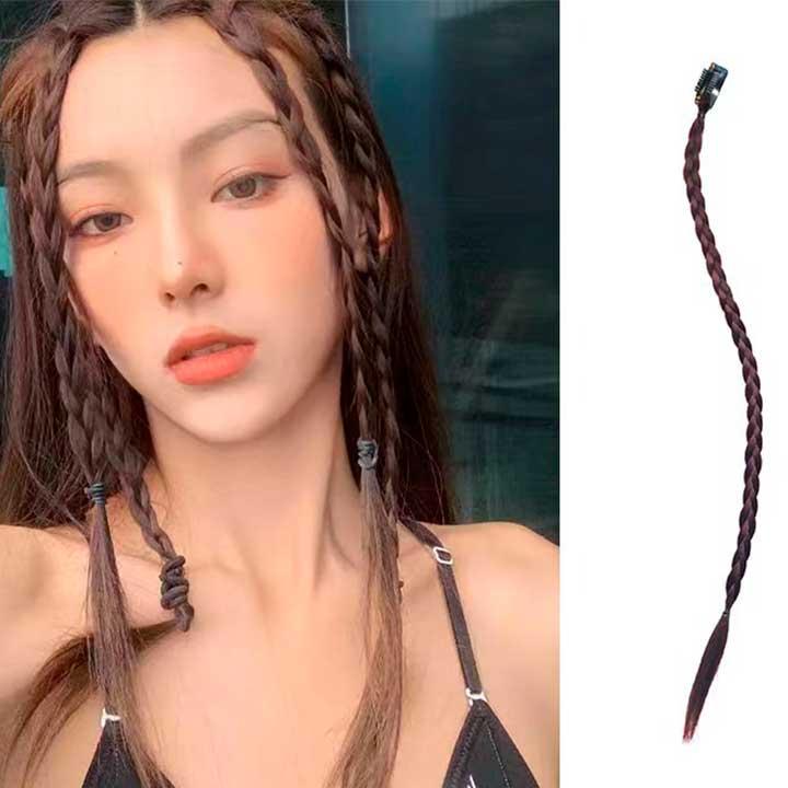 Коса накладна тонка на шпильці канекалон 45 см Каштановий (K0864-2) - фото 3