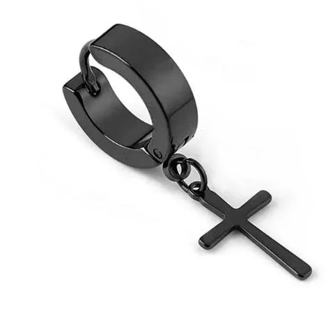 Сережки Spikes з хрестиком чоловічі 1 шт. Чорний (1325666540)