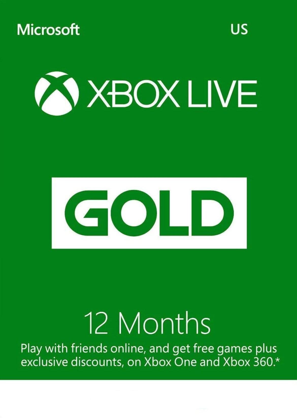 Електронний код-підписка Xbox Live Gold на 12 місяців Xbox 360/One/Series для всіх регіонів та країн