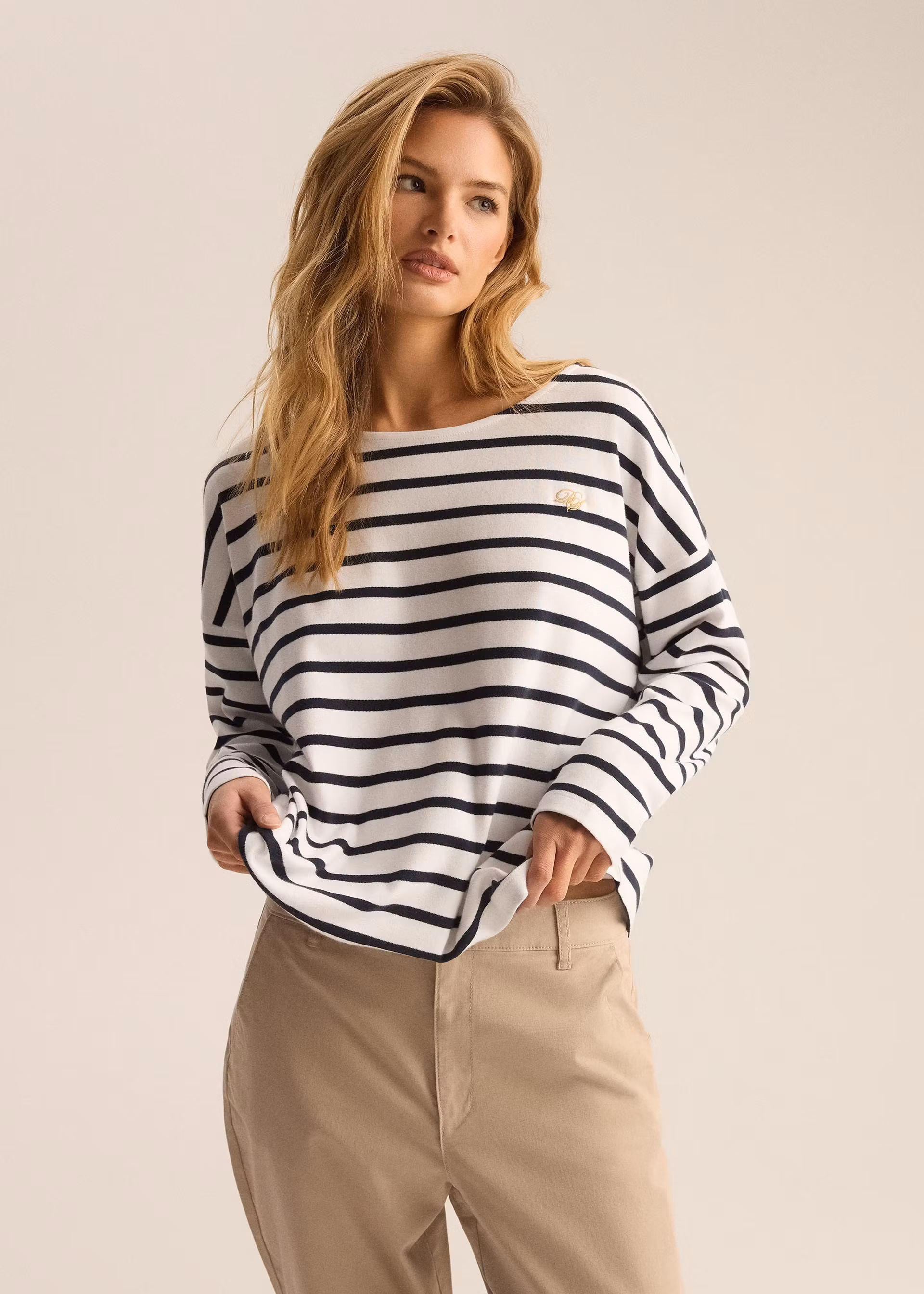 Лонгслив женский Diverse HEROT L Белый-Синий (5905384176899)