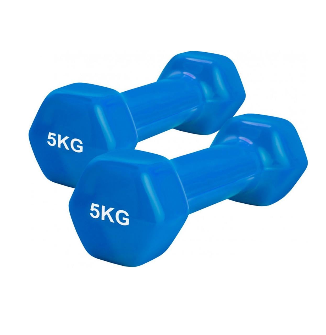 Набор гантелей Feel Fit с виниловым покрытием 2 шт. по 5 кг Голубой