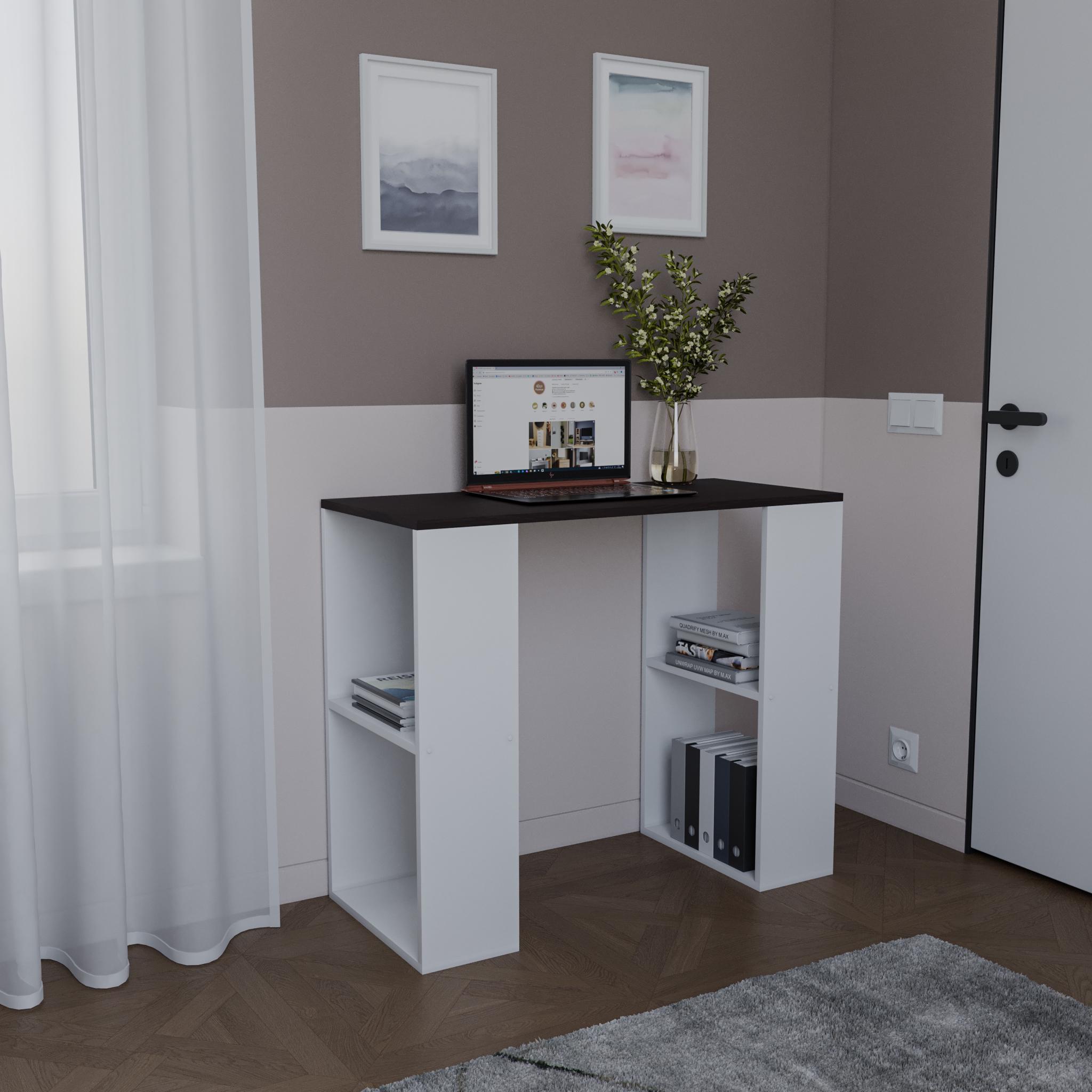 Комп'ютерний стіл з полицями 900х756х400 мм Білий+Венге (S-11) - фото 2