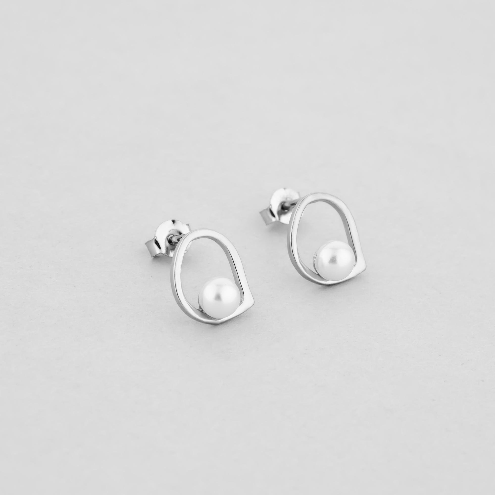 Серебряные серьги Minimal Две жемчужины (12912)