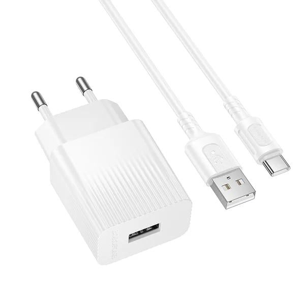Зарядное устройство сетевое Borofone BAS71A Source 10,5W USB-A с кабелем USB Type-C 1 м White (6941991122620)
