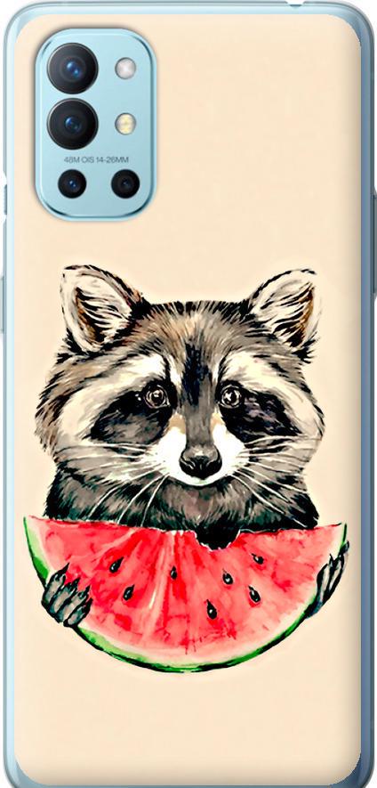 Чехол на OnePlus 9R Енотик с арбузом (4605u-2326-42517)