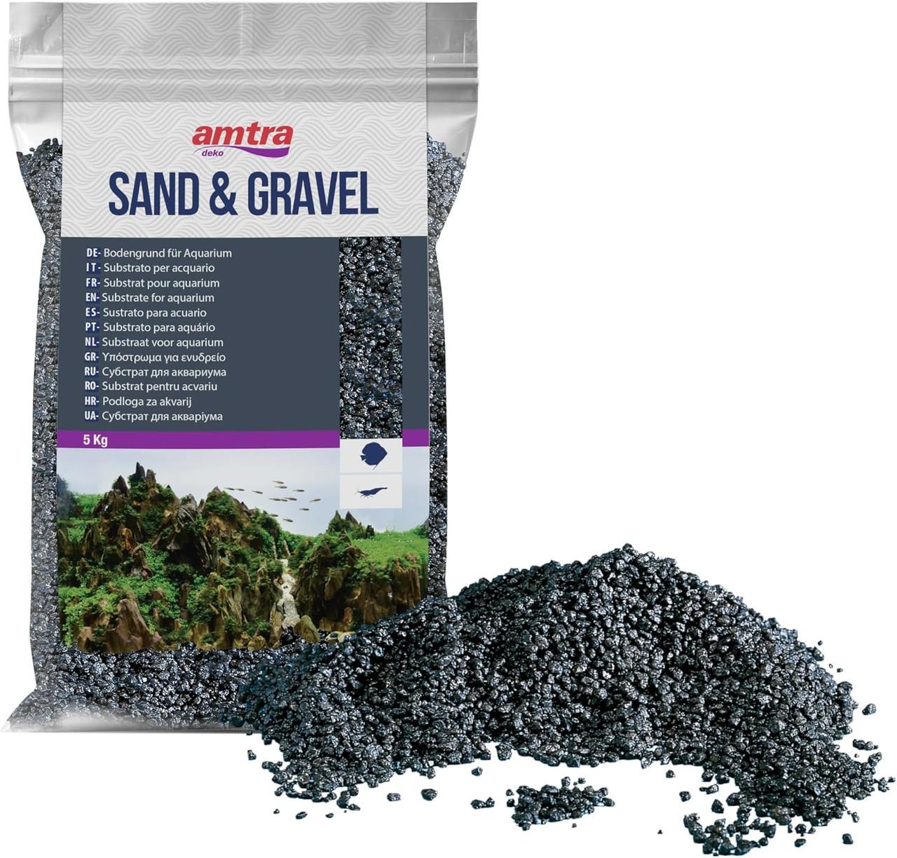 Грунт для аквариума черный кварц Amtra Colored Quartz Gravel 2-3 мм 5 кг Black (2207340670)