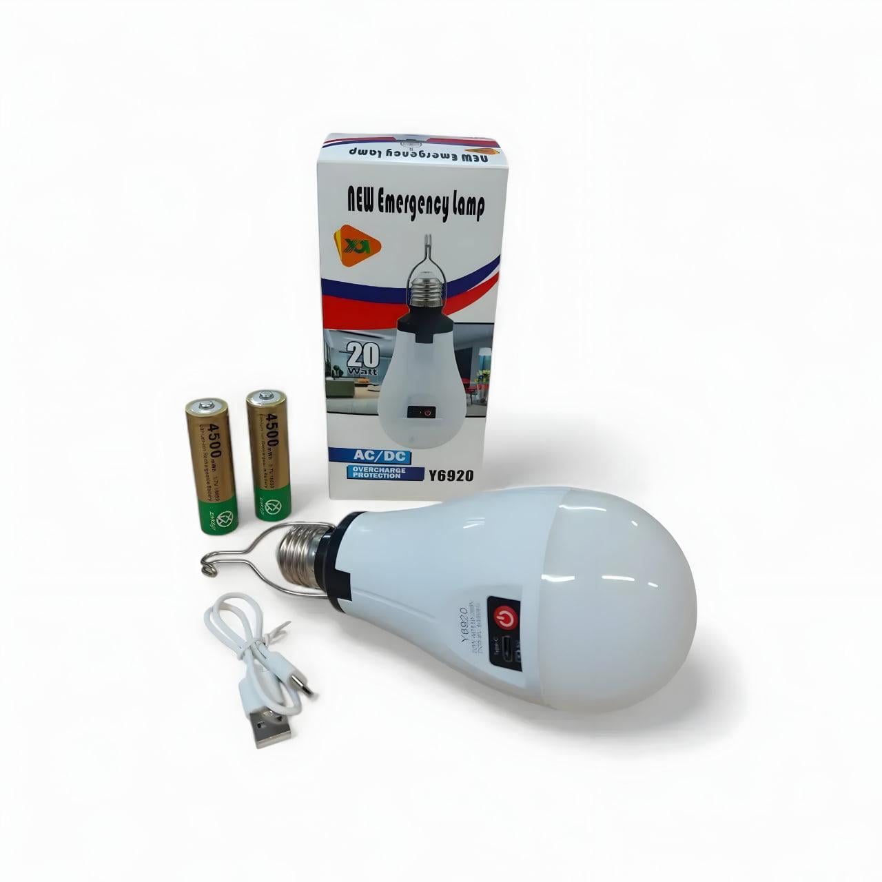 Лампочка LED аккумуляторная 20 Вт 2 аккумуляторные батареи (6920)