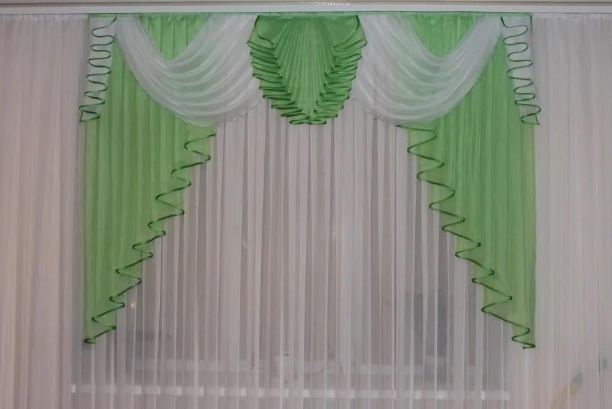 Ламбрекен на карниз в гостиную Фиалка шифон 2 м Салатовый (25650788)